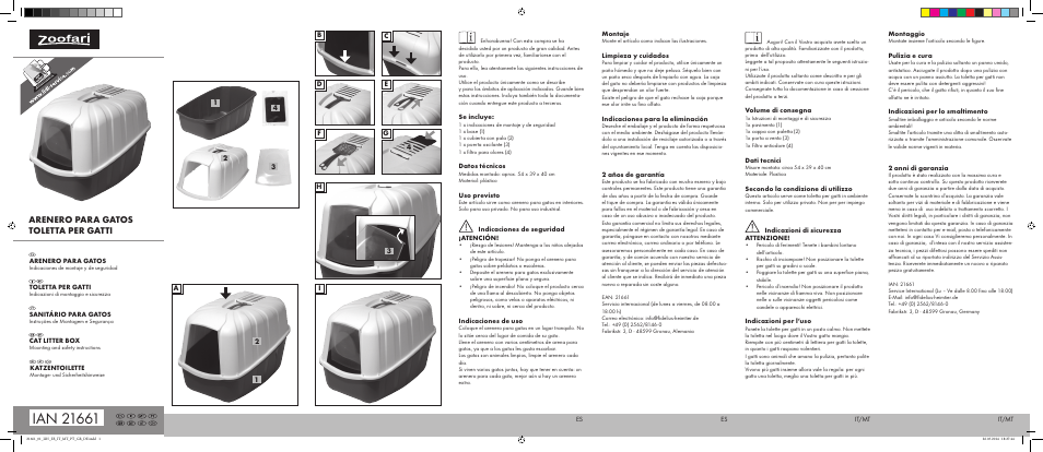 Zoofari CAT LITTER BOX User Manual | 2 pages