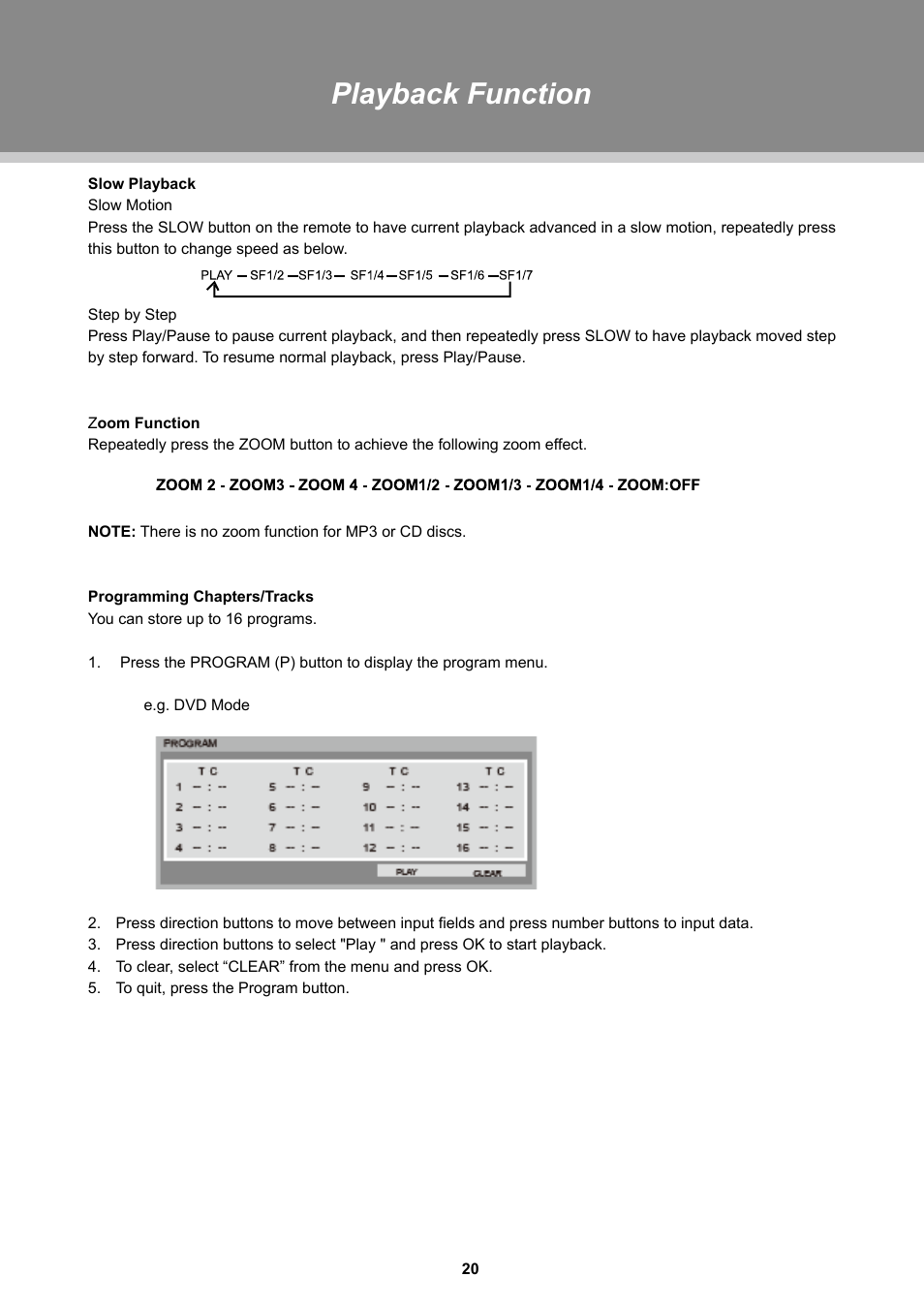 Playback function | Dolby Laboratories TFDVD 3295 User Manual | Page 25 / 30