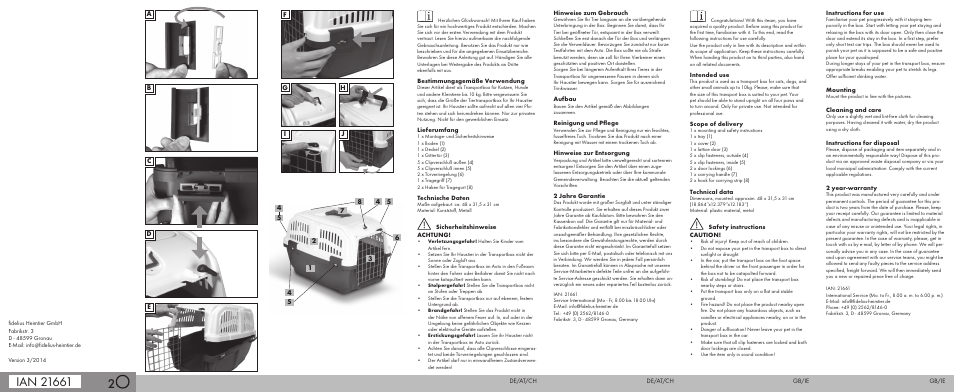 Zoofari TRANSPORT BOX User Manual | Page 2 / 2