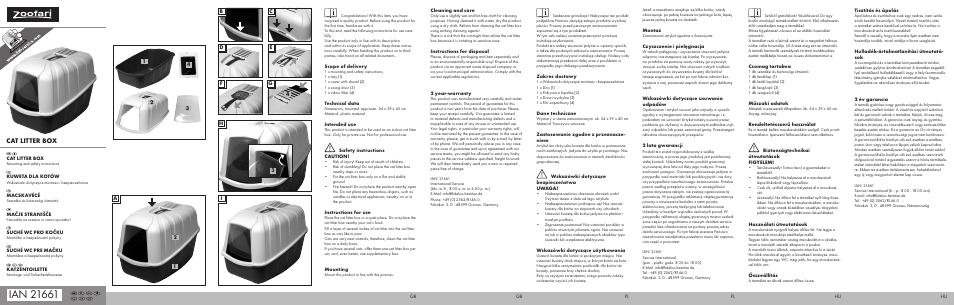 Zoofari CAT LITTER BOX User Manual | 2 pages