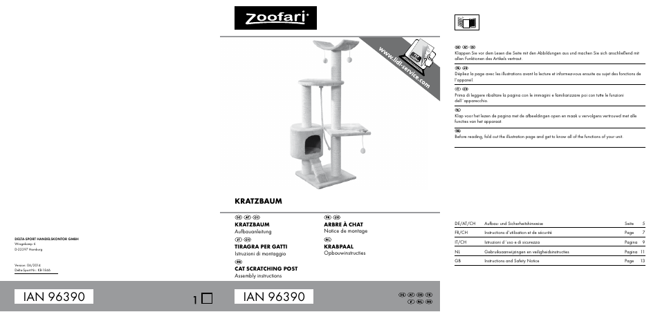 Zoofari Cat Scratching Post User Manual | 14 pages