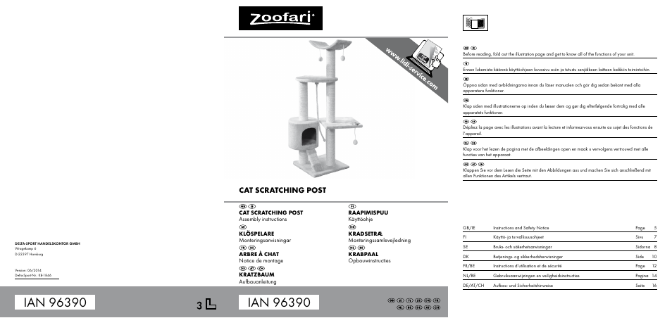 Zoofari Cat Scratching Post User Manual | 18 pages