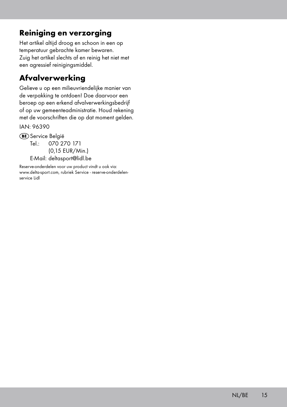 Reiniging en verzorging, Afvalverwerking | Zoofari Cat Scratching Post User Manual | Page 13 / 18