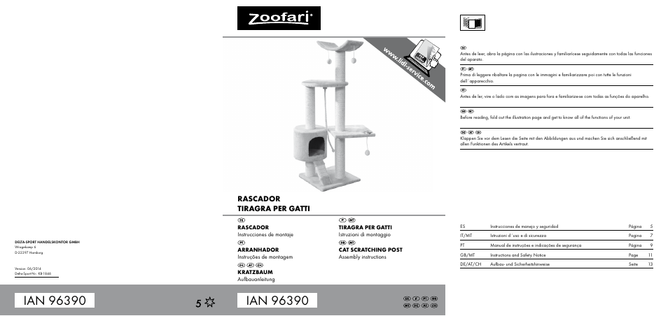 Zoofari Cat Scratching Post User Manual | 14 pages