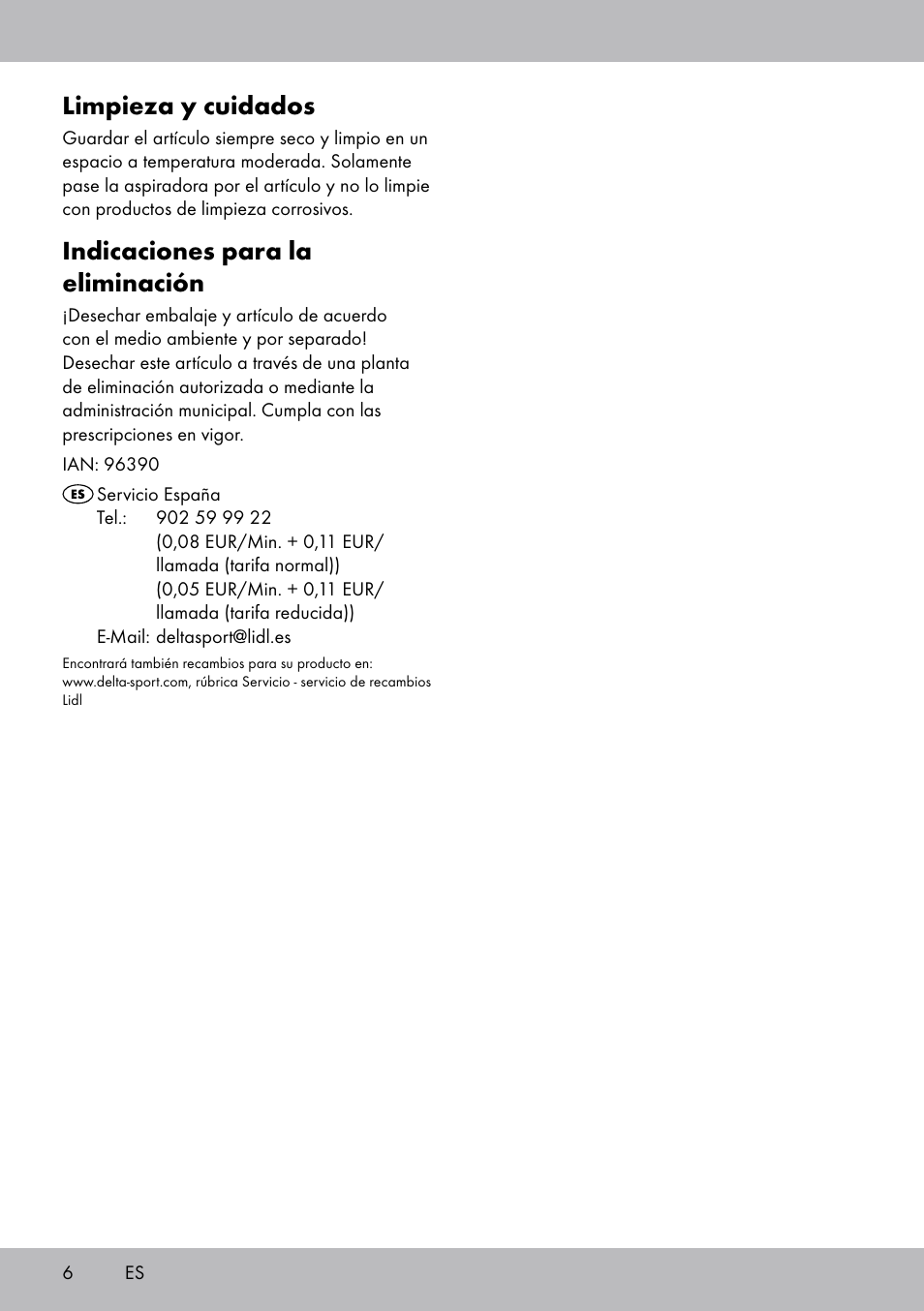Limpieza y cuidados, Indicaciones para la eliminación | Zoofari Cat Scratching Post User Manual | Page 4 / 14
