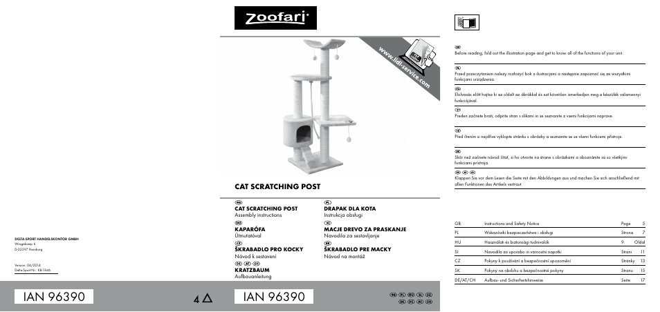 Zoofari Cat Scratching Post User Manual | 18 pages