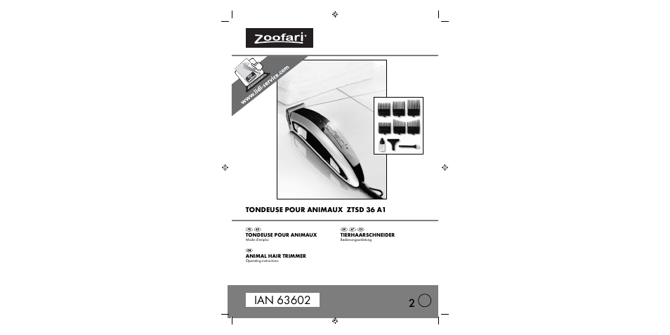 Zoofari Animal Hair Trimmer ZTSD 36 A1 User Manual | 16 pages