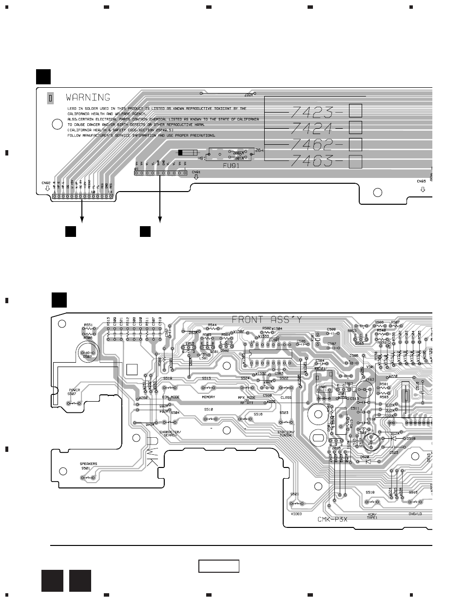 Connection assy, Front assy, Vsx-d307 | 2 connection, trans 2 and front assemblies, Side a | Dolby Laboratories STAV-3770 User Manual | Page 30 / 56