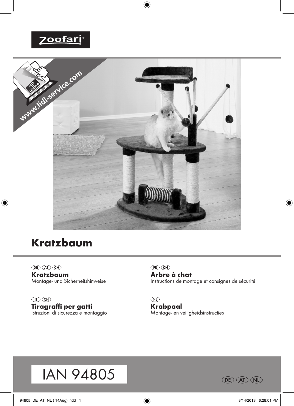 Zoofari Scratching Post Z31807 User Manual | 7 pages