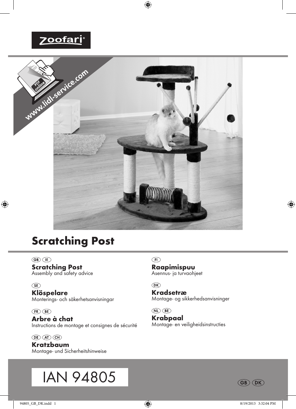 Zoofari Scratching Post Z31807 User Manual | 9 pages