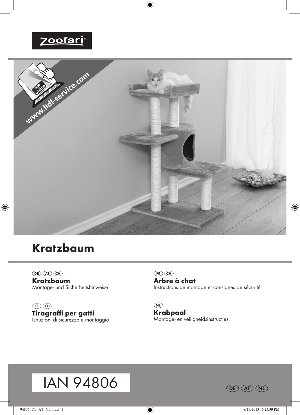 Zoofari Scratching Post Z31808 User Manual | 7 pages