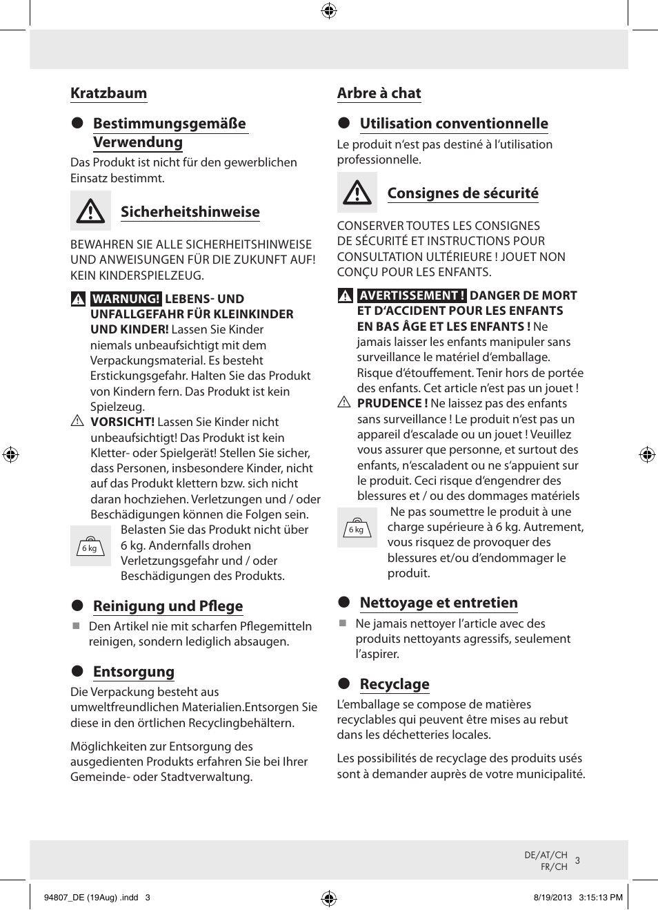 Zoofari Scratching Post Z31810 User Manual | Page 3 / 7