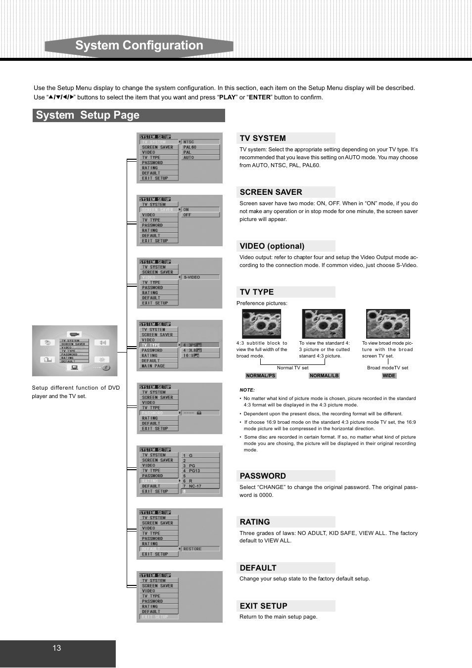 System configuration, System setup page | Dolby Laboratories S99 User Manual | Page 16 / 22