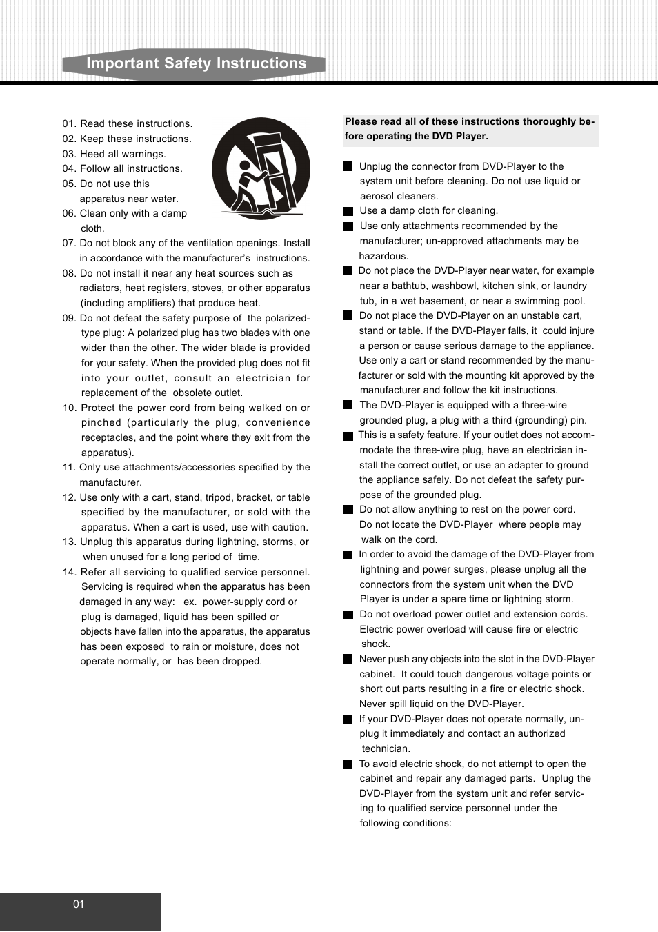 Important safety instructions | Dolby Laboratories S99 User Manual | Page 4 / 22