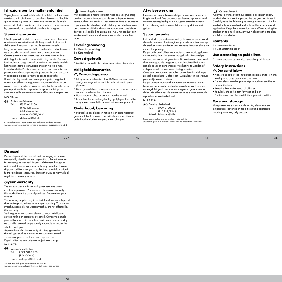 Zoofari Cat Scratching Roller User Manual | Page 2 / 2