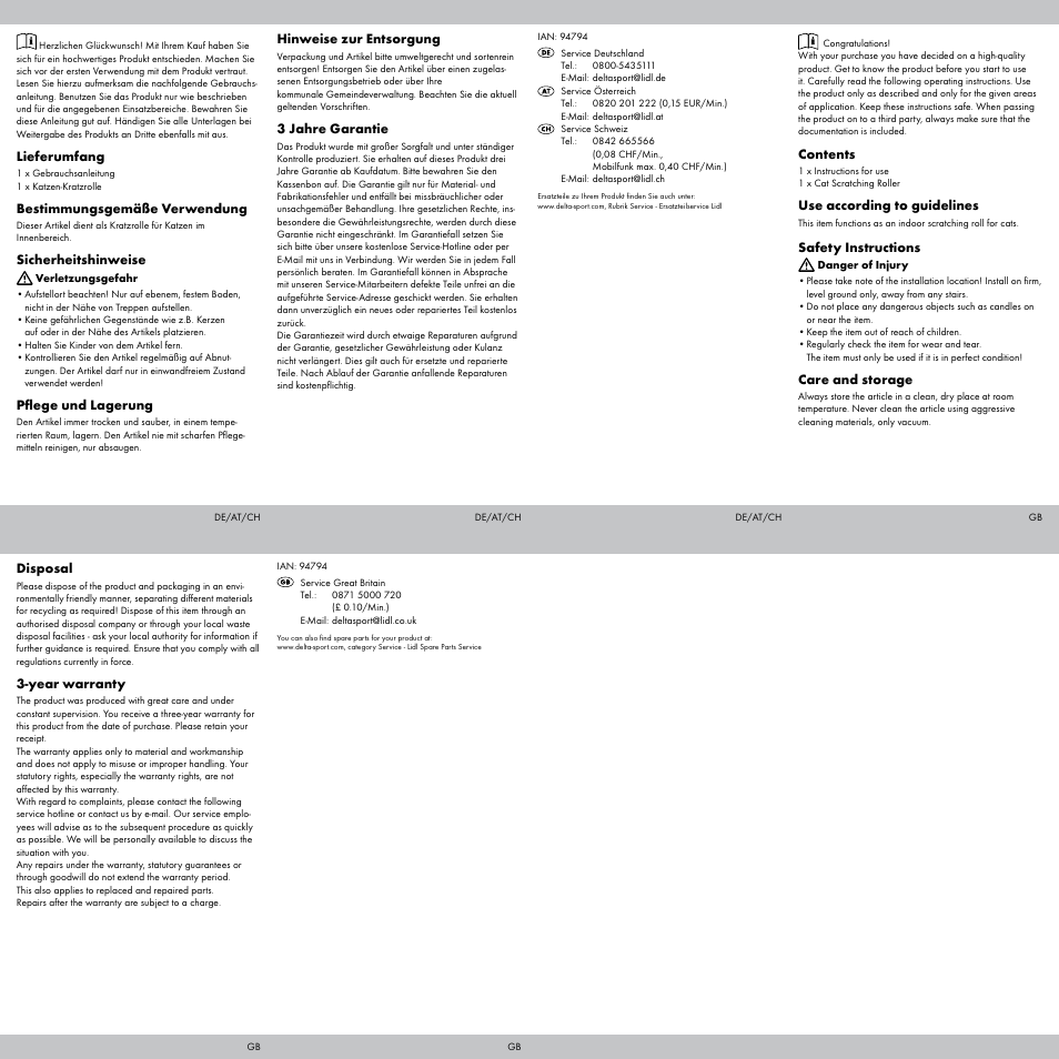 Zoofari Cat Scratching Roller User Manual | Page 2 / 2