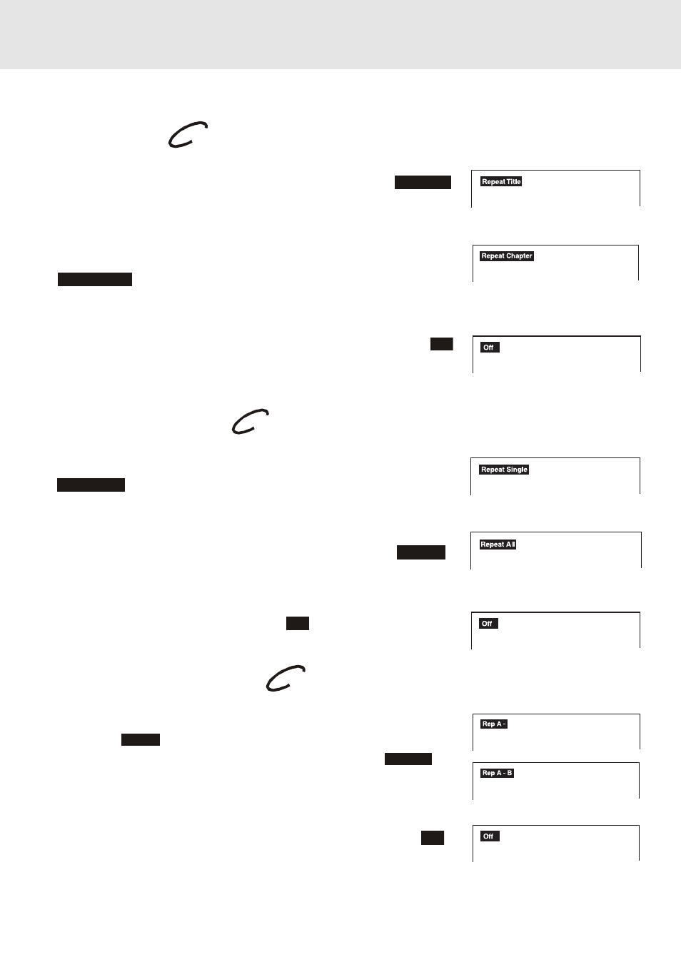 Repeat playback, Repeating a title, Repeating a chapter | Repeating a single track, Repeating a whole disc | Dolby Laboratories STS75E User Manual | Page 25 / 38