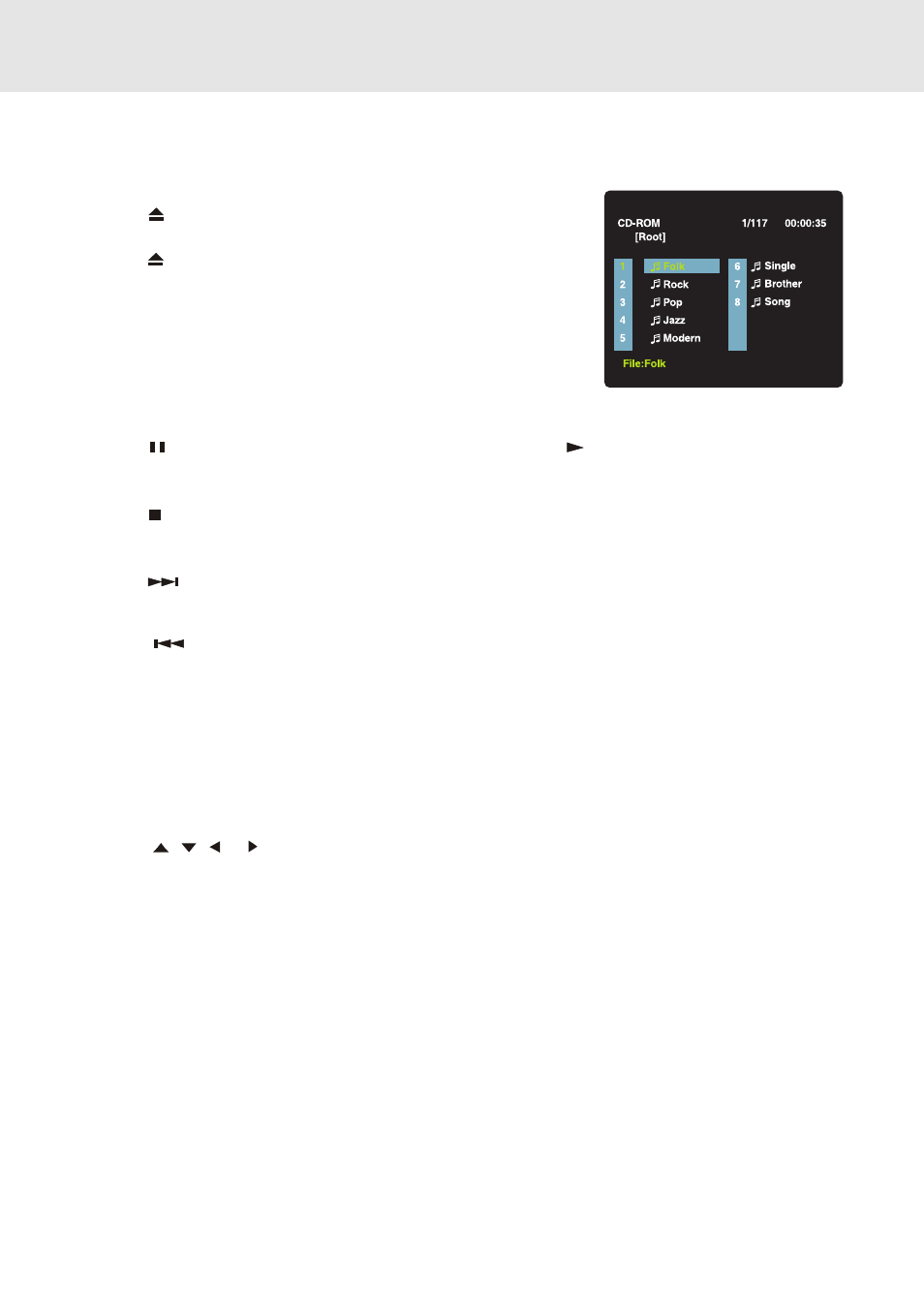 Playing mp3 and picture file disc, Playing a mp3 file disc, On-screen display | Dolby Laboratories STS75E User Manual | Page 26 / 38