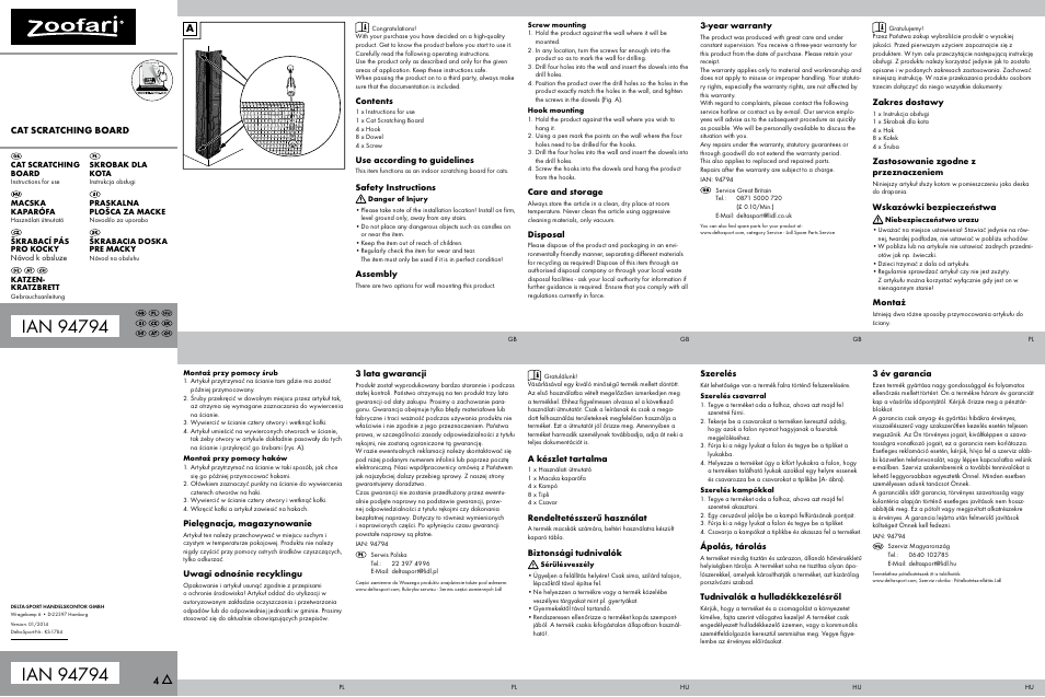 Zoofari Cat Scratching Board User Manual | 2 pages