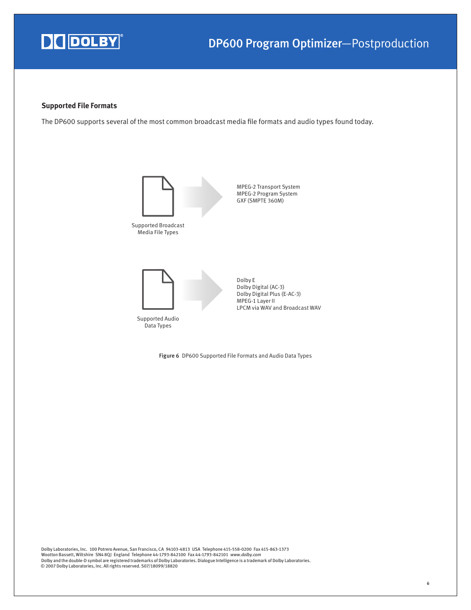 Dp600 program optimizer—postproduction | Dolby Laboratories Program Optimizer DP600 User Manual | Page 6 / 6