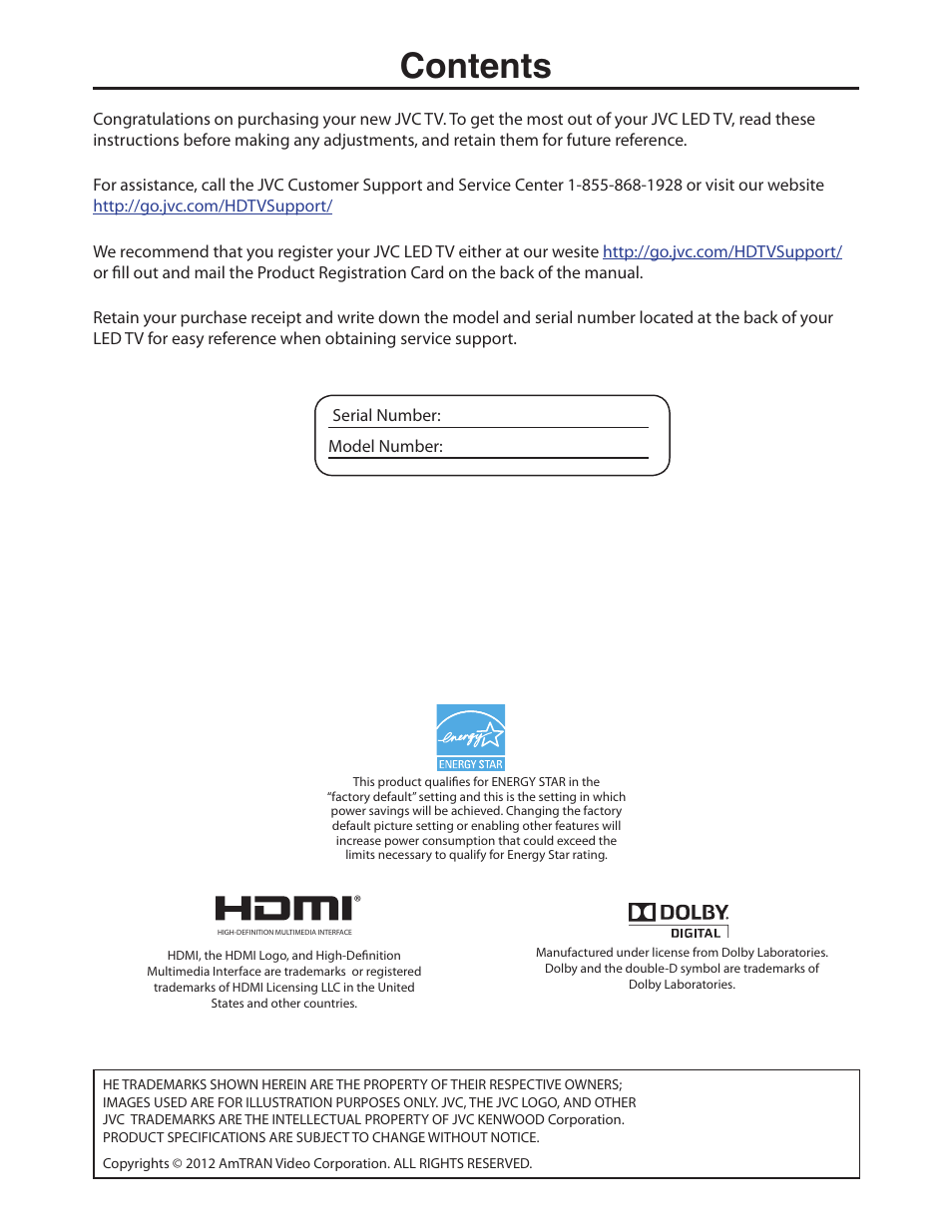 Dolby Laboratories JLE42BC3500 User Manual | Page 3 / 46