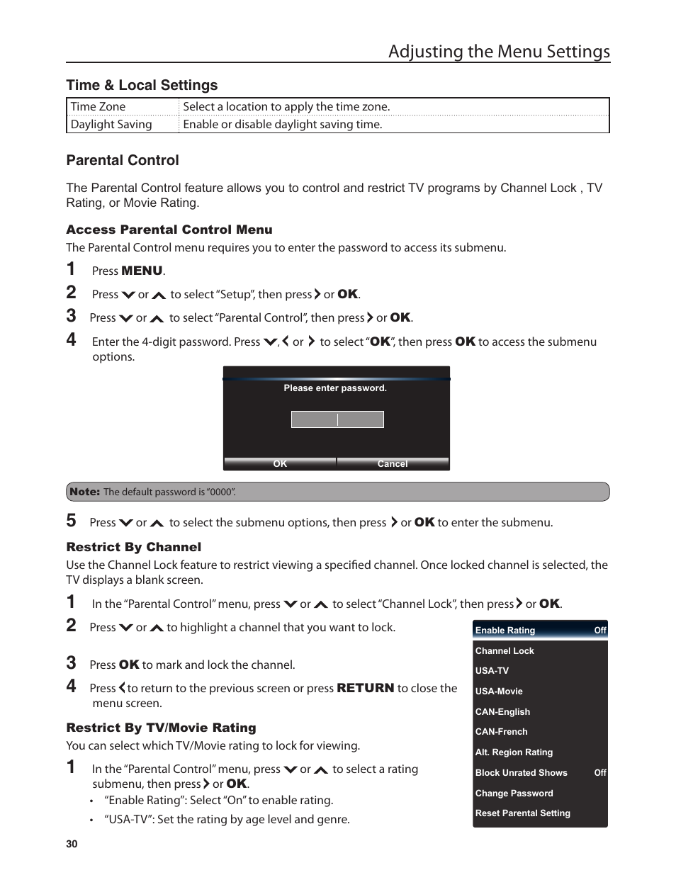 Adjusting the menu settings | Dolby Laboratories JLE42BC3500 User Manual | Page 32 / 46