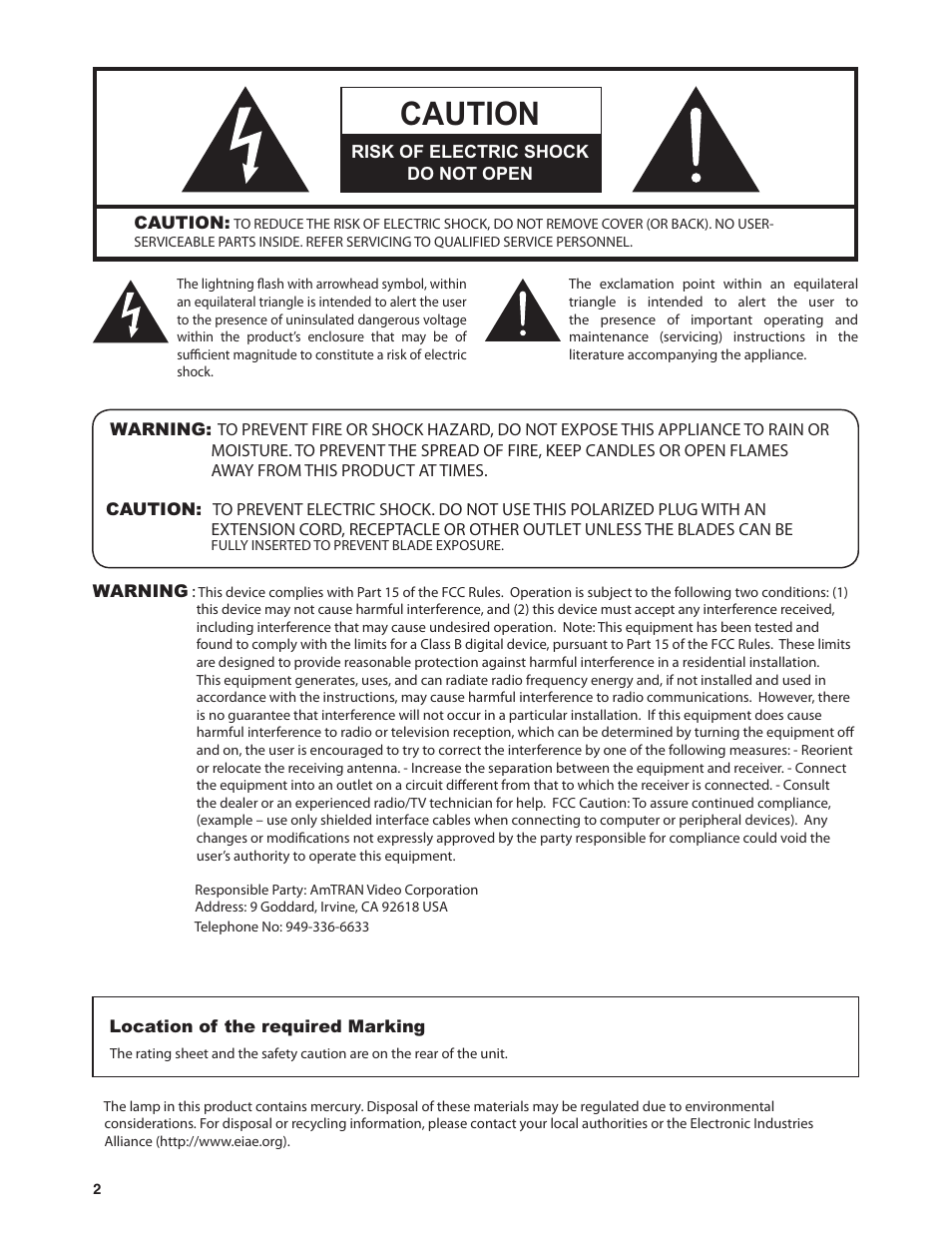 Caution | Dolby Laboratories JLE42BC3500 User Manual | Page 4 / 46