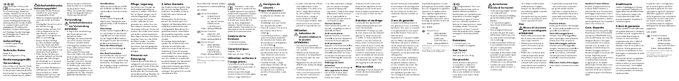 Dotazione, Dati tecnici, Uso previsto | Avvertenze, Contenu de la livraison, Caractéristiques, Utilisation conforme à l’usage prévu, Cura, deposito, Smaltimento, 3 anni di garanzia | Zoofari Retractable Dog Lead User Manual | Page 2 / 2