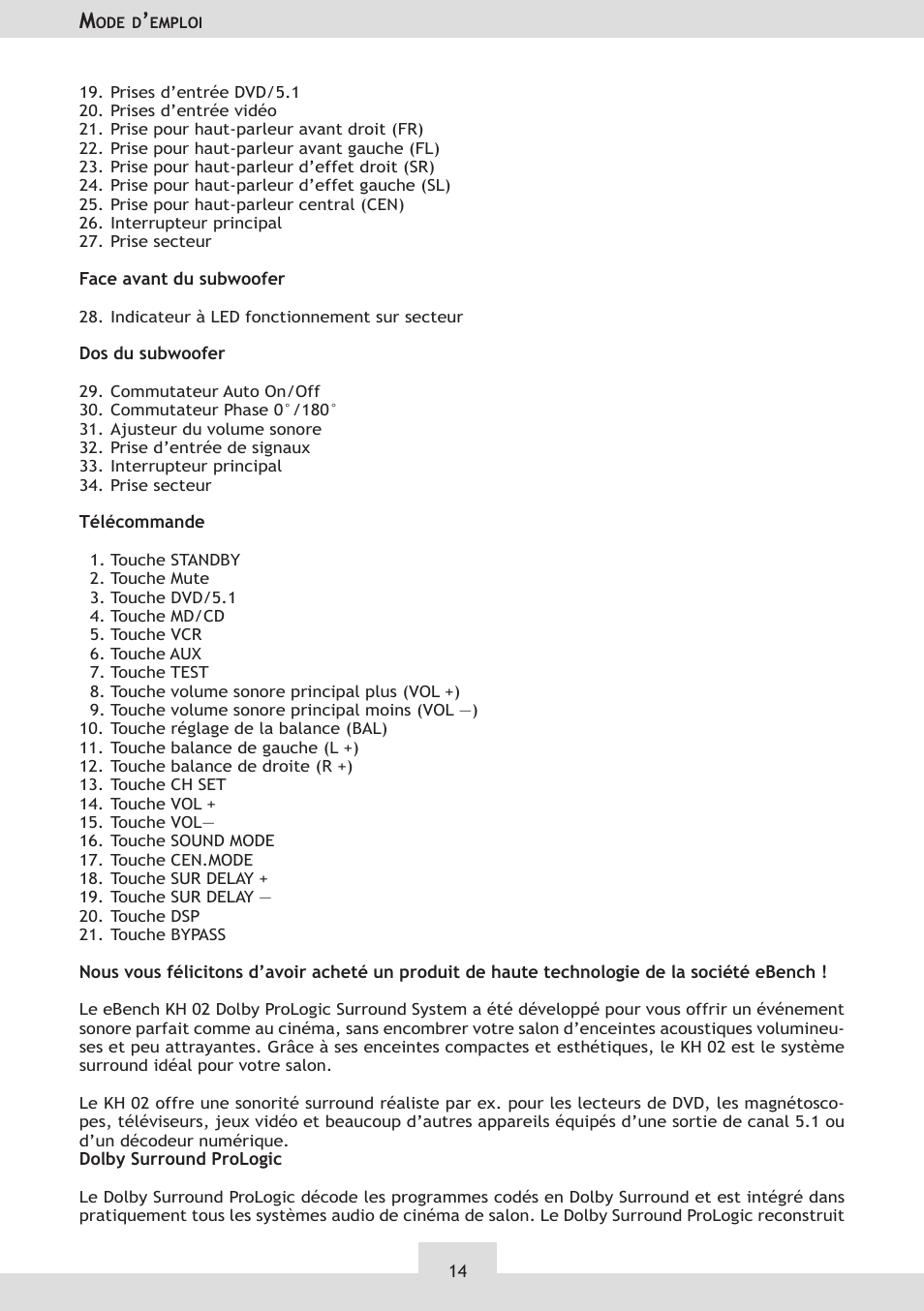 Dolby Laboratories KH 02 User Manual | Page 14 / 100