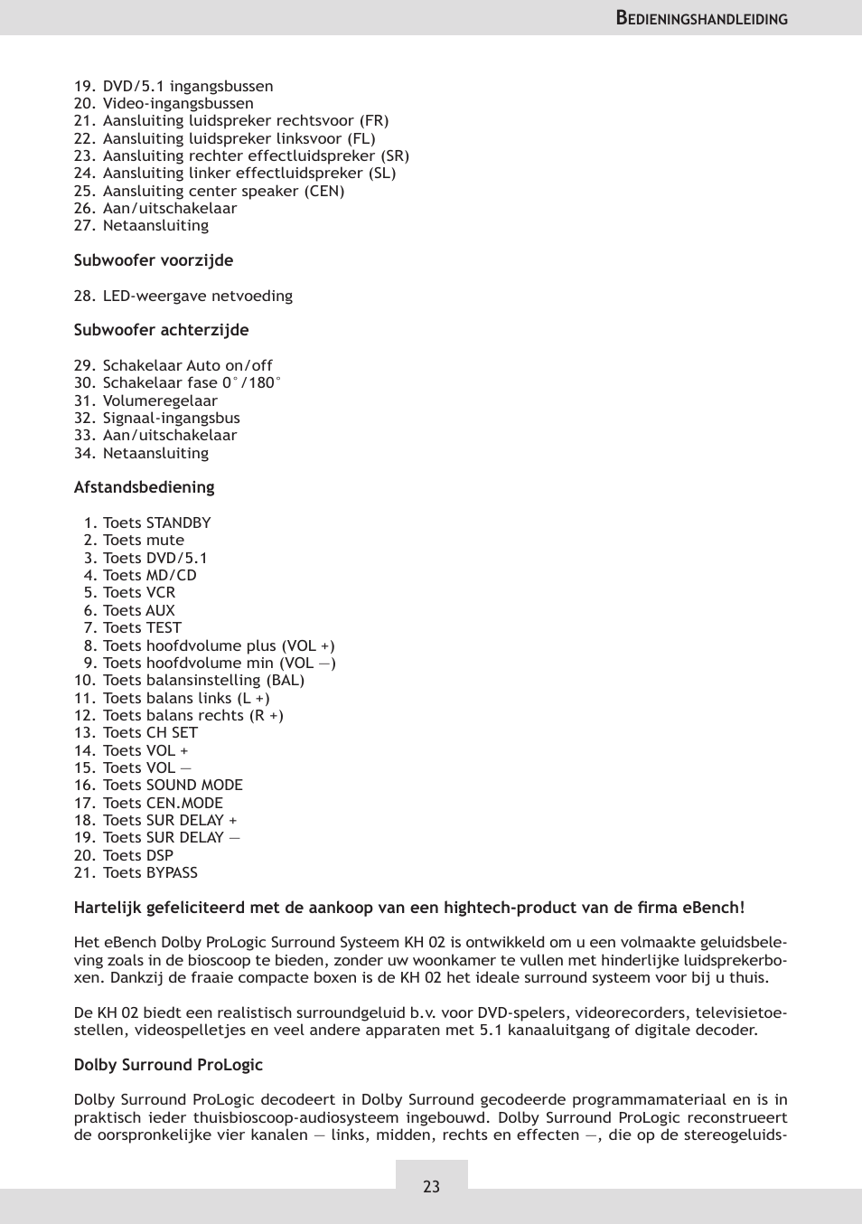 Dolby Laboratories KH 02 User Manual | Page 23 / 100