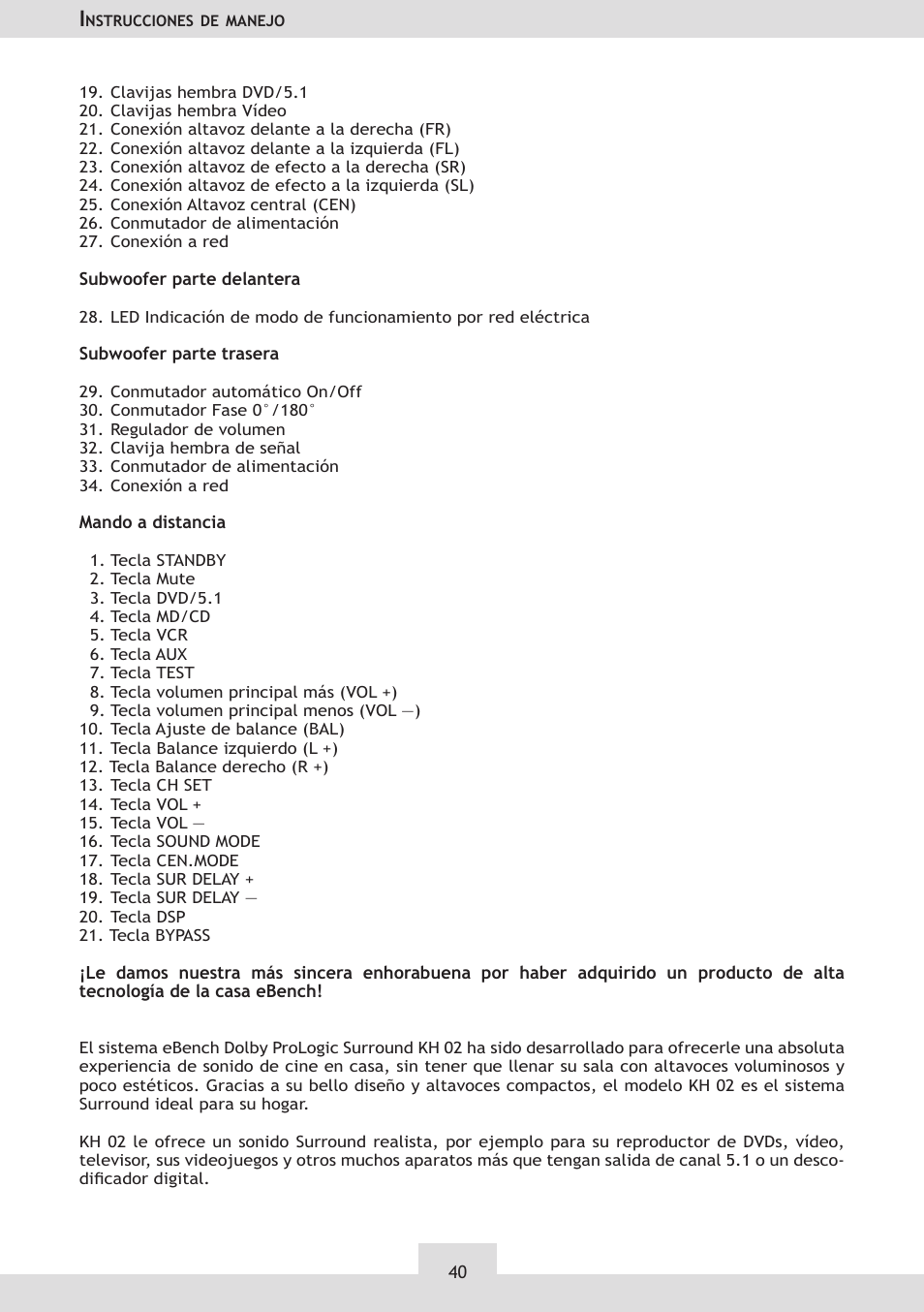 Dolby Laboratories KH 02 User Manual | Page 40 / 100