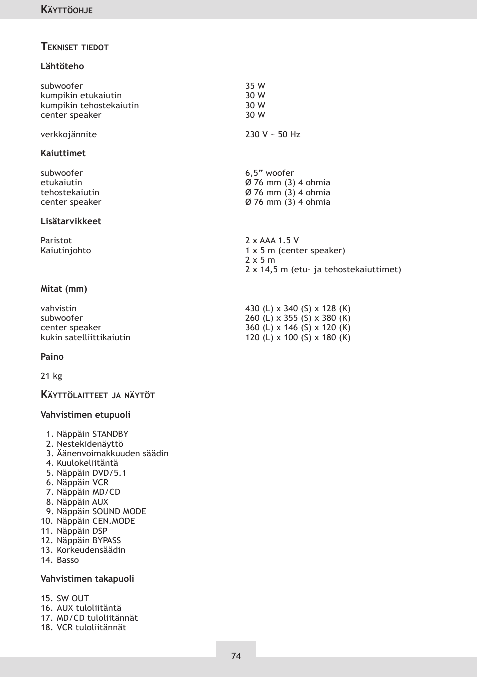 Dolby Laboratories KH 02 User Manual | Page 74 / 100