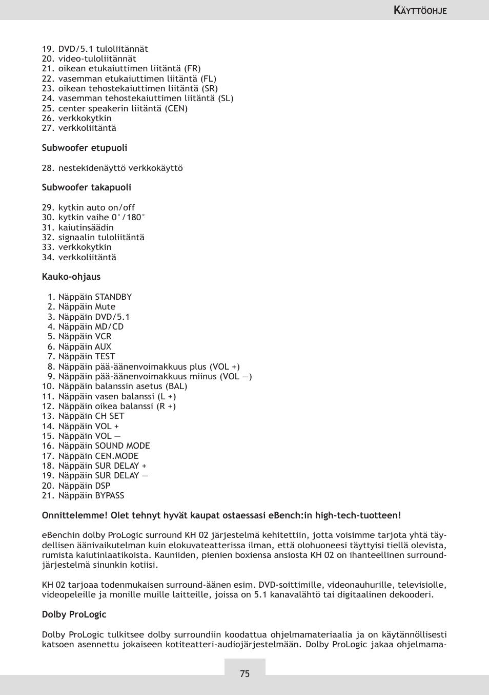 Dolby Laboratories KH 02 User Manual | Page 75 / 100