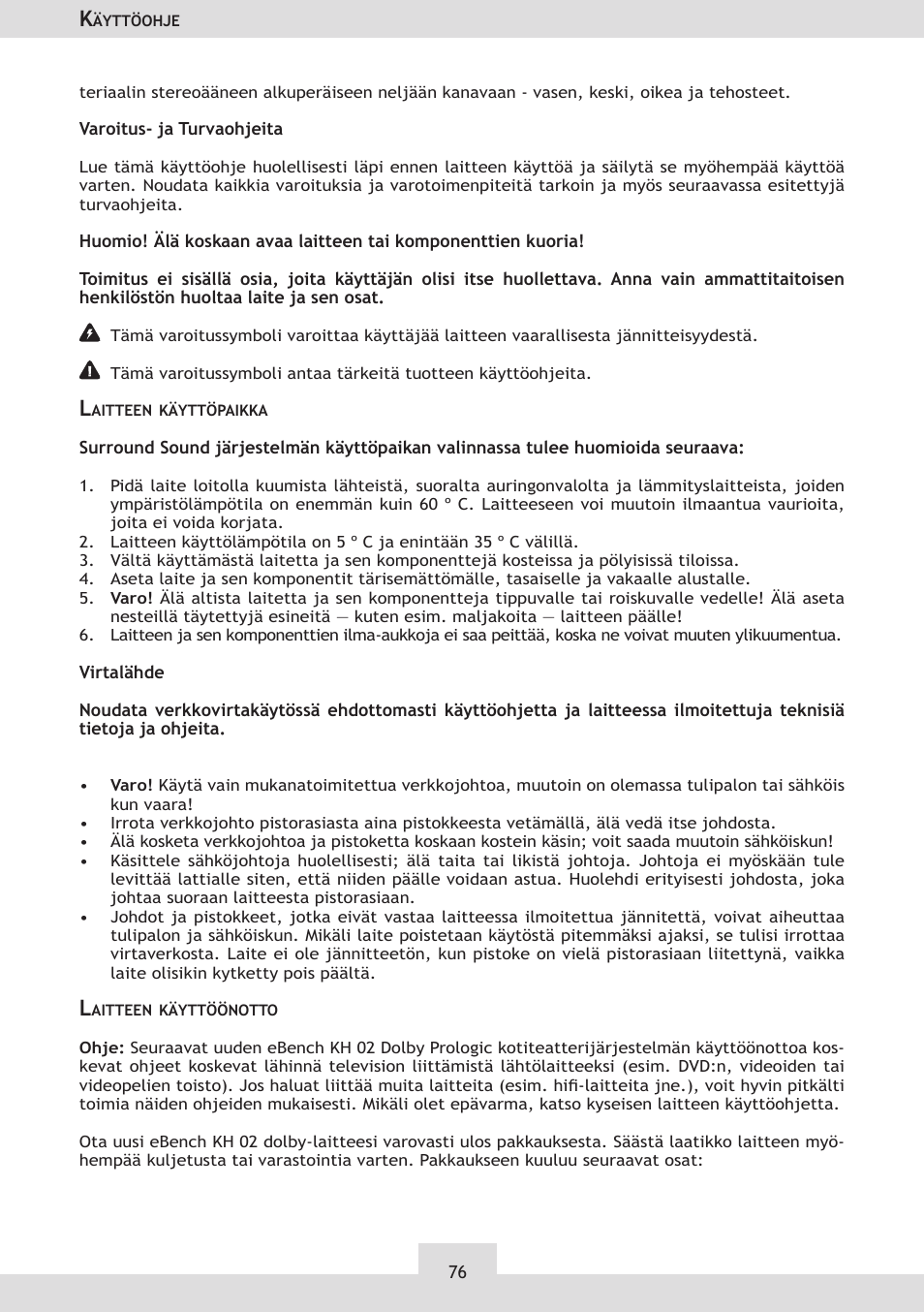 Dolby Laboratories KH 02 User Manual | Page 76 / 100