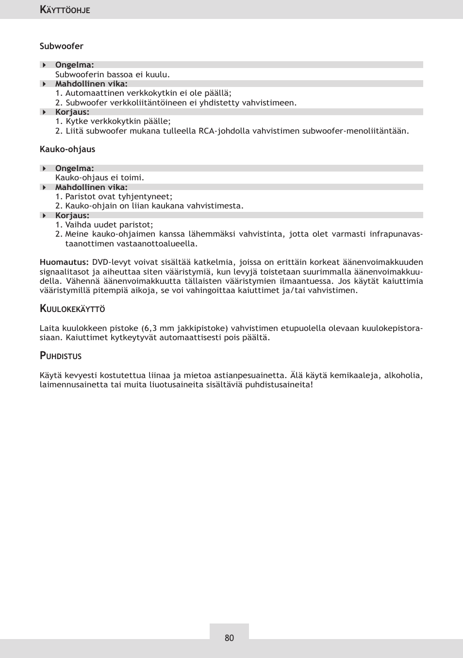 Dolby Laboratories KH 02 User Manual | Page 80 / 100