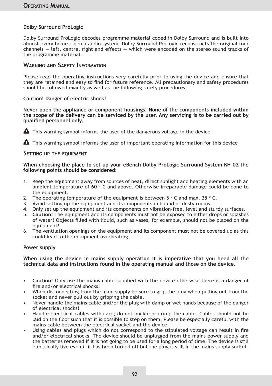 Dolby Laboratories KH 02 User Manual | Page 92 / 100