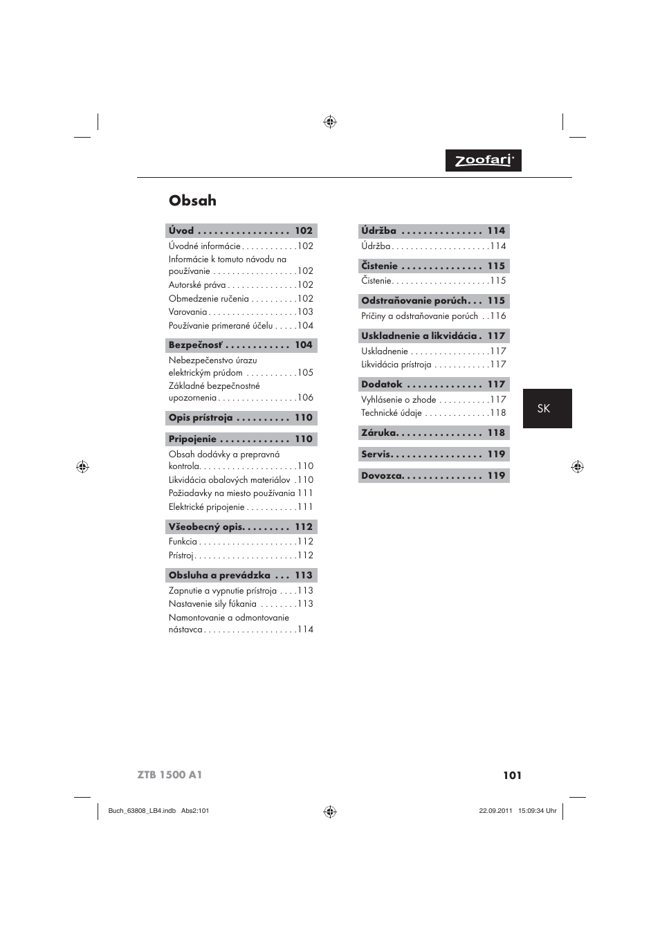 Zoofari Electric Pet Hairdryer ZTB 1500 A1 User Manual | Page 103 / 122