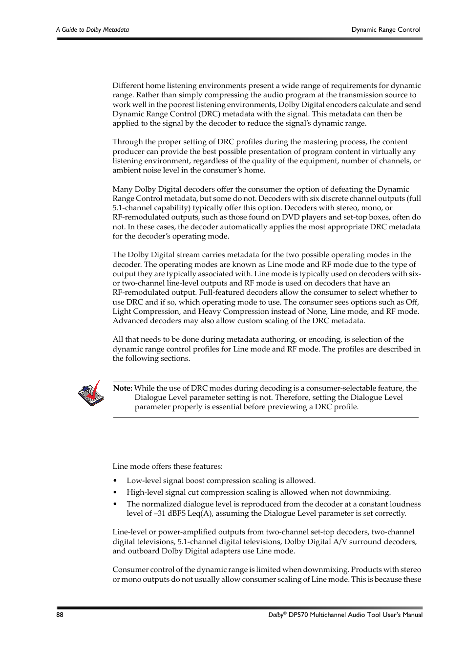 D.3 dynamic range control, Dynamic range control, Dynamic range control (drc) | Dolby Laboratories DP570 User Manual | Page 100 / 127