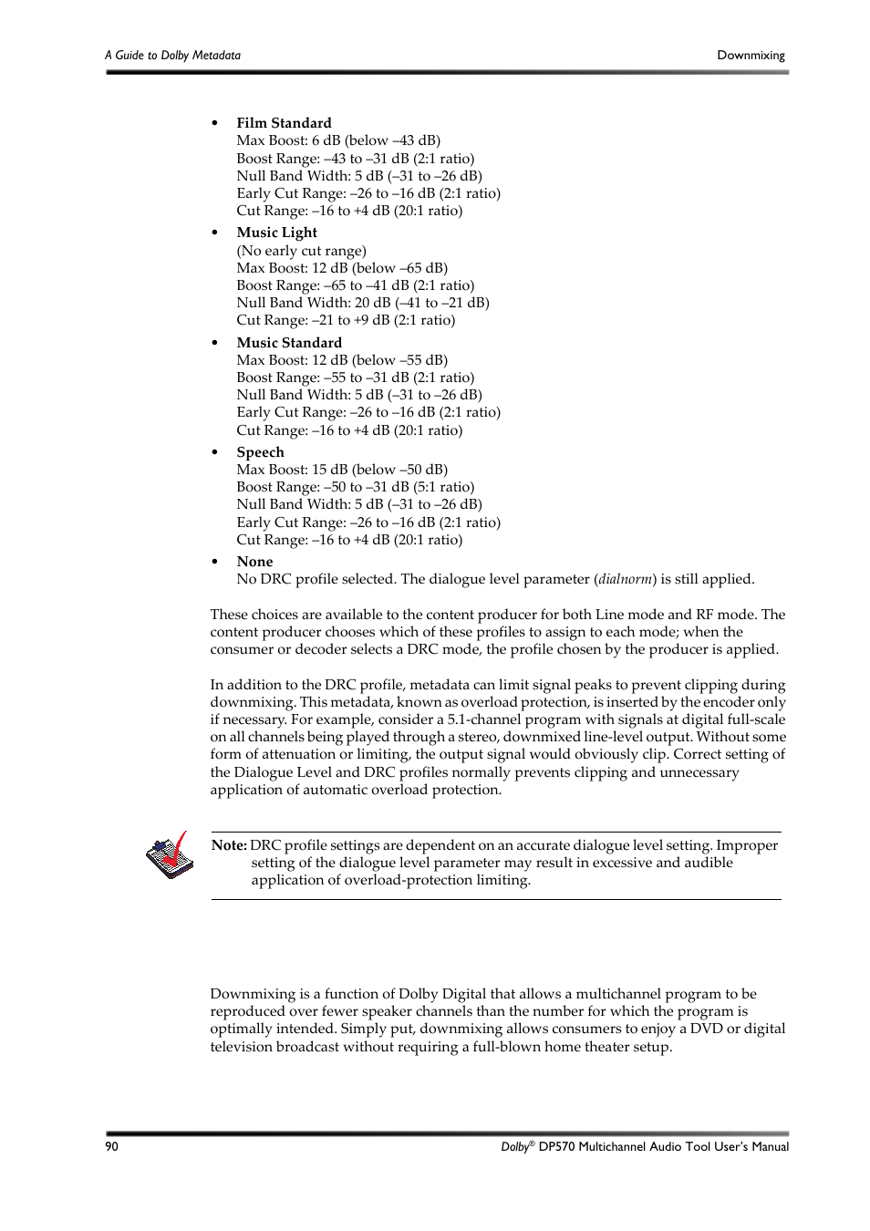D.5 downmixing, Downmixing | Dolby Laboratories DP570 User Manual | Page 102 / 127