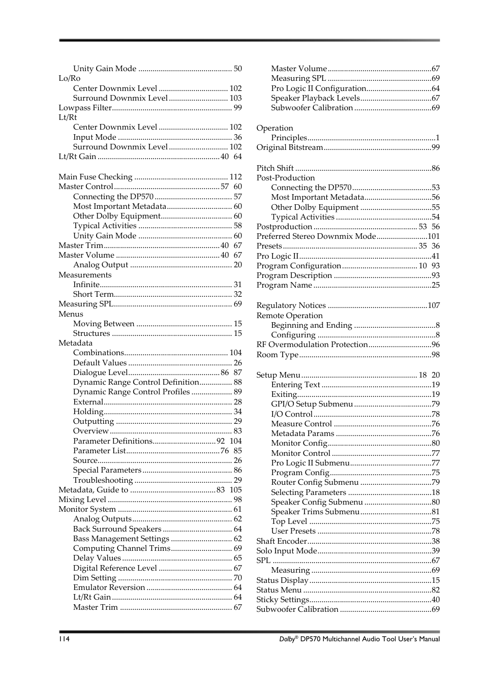 Dolby Laboratories DP570 User Manual | Page 126 / 127