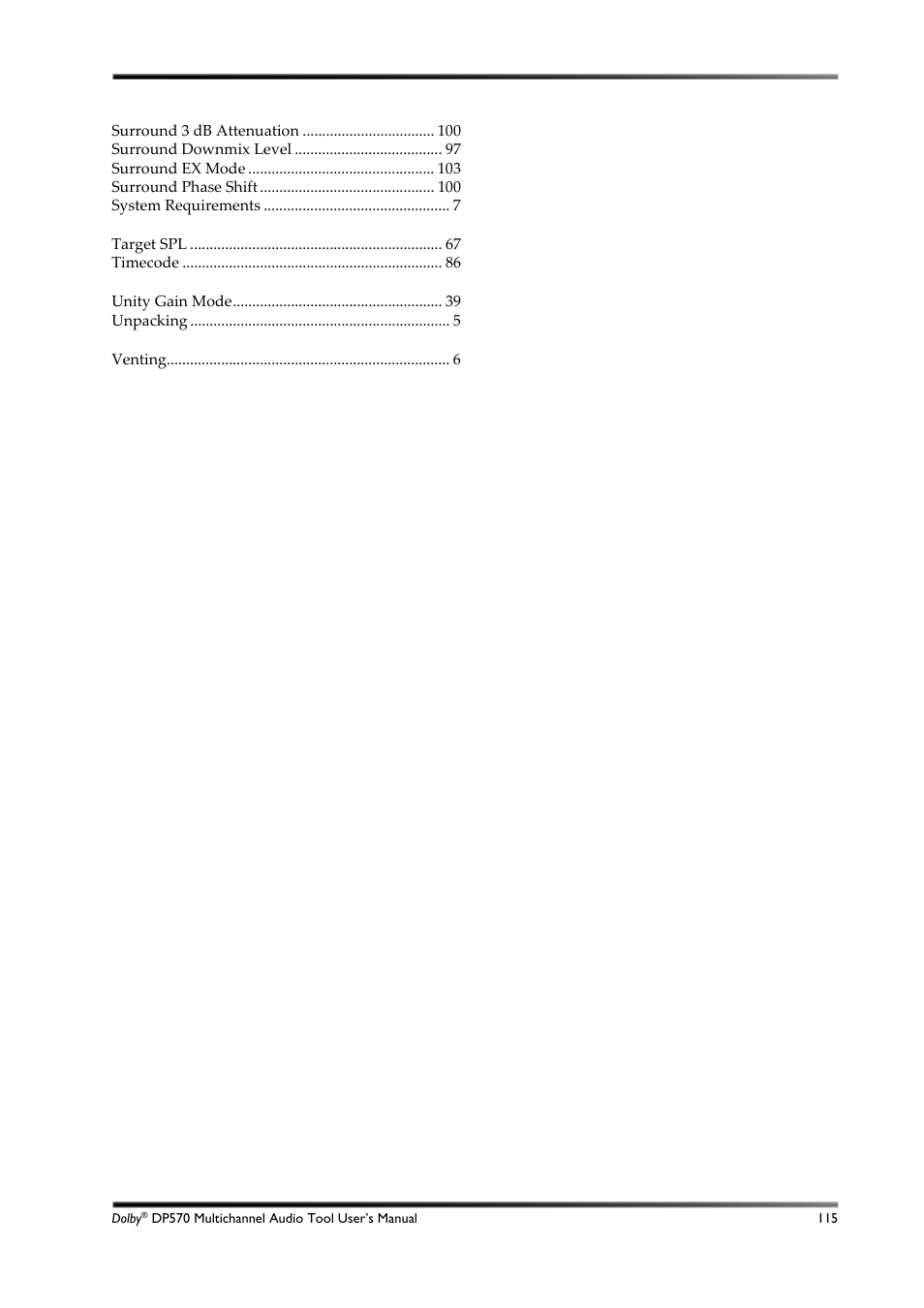 Dolby Laboratories DP570 User Manual | Page 127 / 127