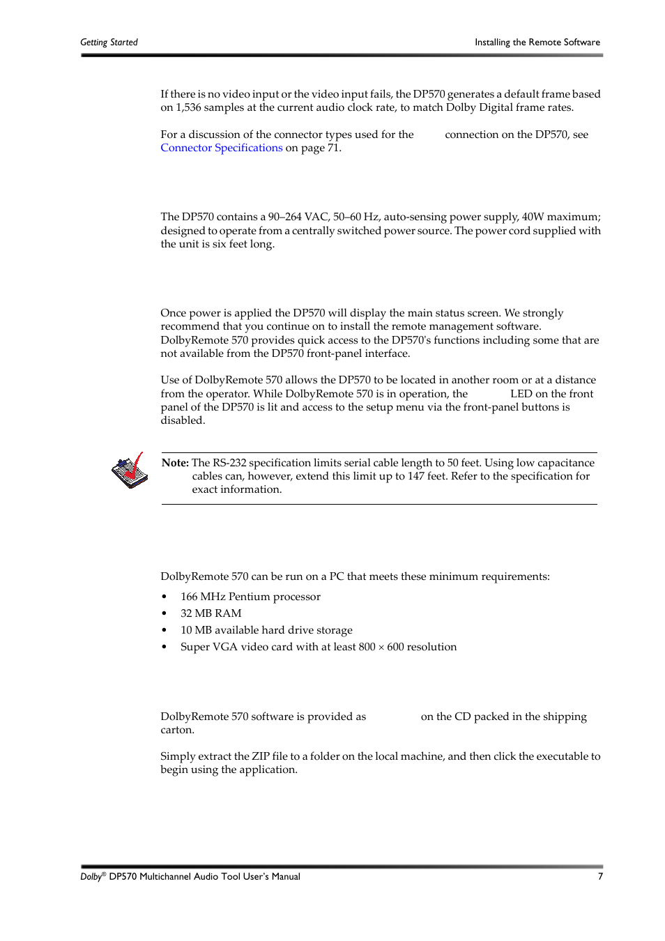 Making a power connection, Installing the remote software, System requirements | Installing the software, 5 making a power connection, 4 installing the remote software, 1 system requirements, 2 installing the software | Dolby Laboratories DP570 User Manual | Page 19 / 127