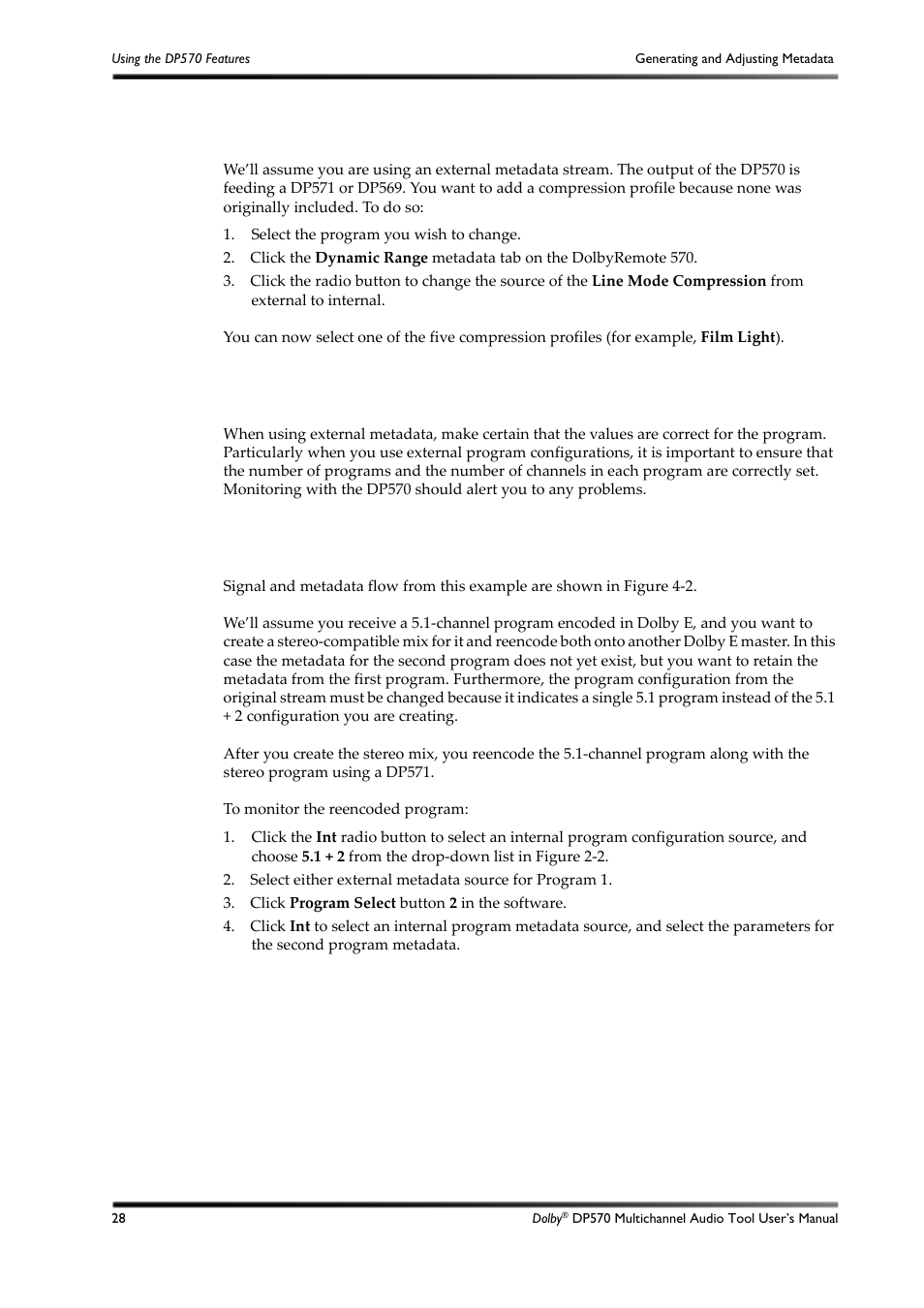 Using external metadata, 3 using external metadata | Dolby Laboratories DP570 User Manual | Page 40 / 127