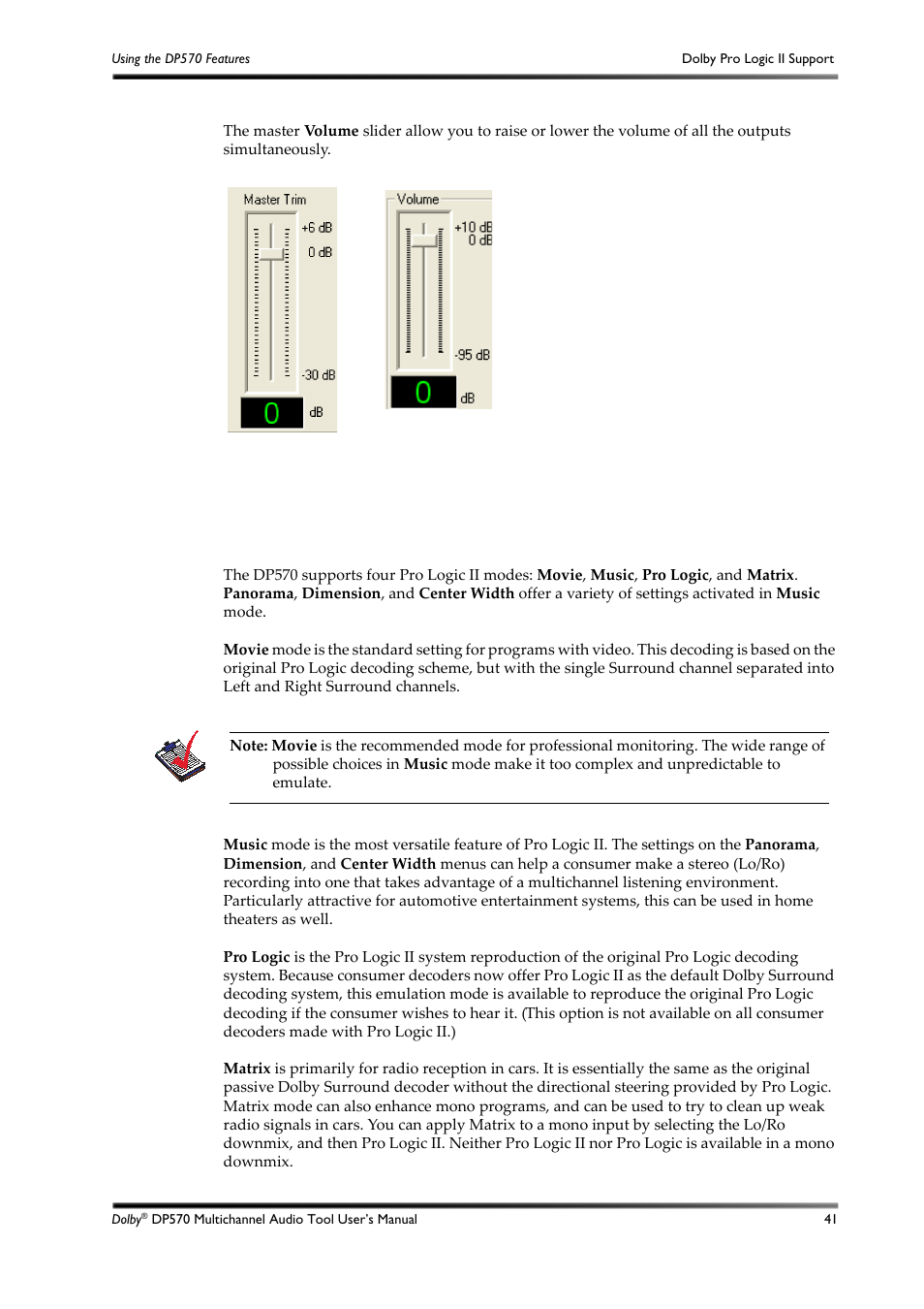 Dolby pro logic ii support, 21 dolby pro logic ii support, Figure 4-10 | Figure 4-11 | Dolby Laboratories DP570 User Manual | Page 53 / 127