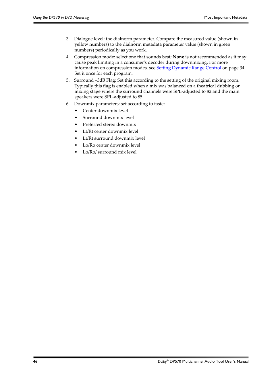 Dolby Laboratories DP570 User Manual | Page 58 / 127