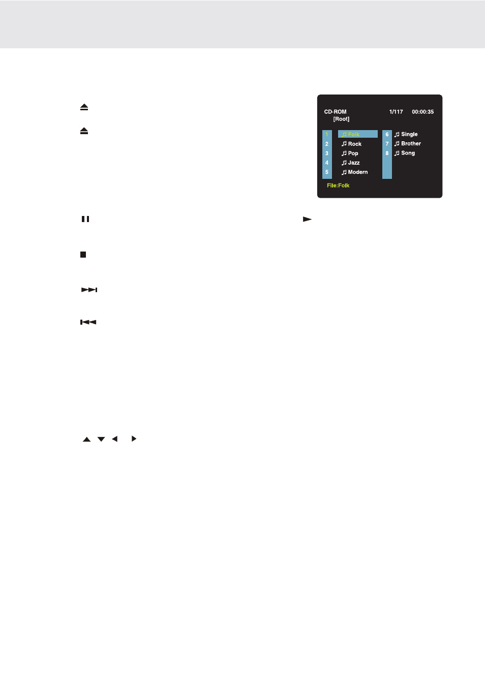 Playing mp3 and picture file disc, Playing a mp3 file disc, On-screen display | Dolby Laboratories DVD Micro Theater System User Manual | Page 27 / 40