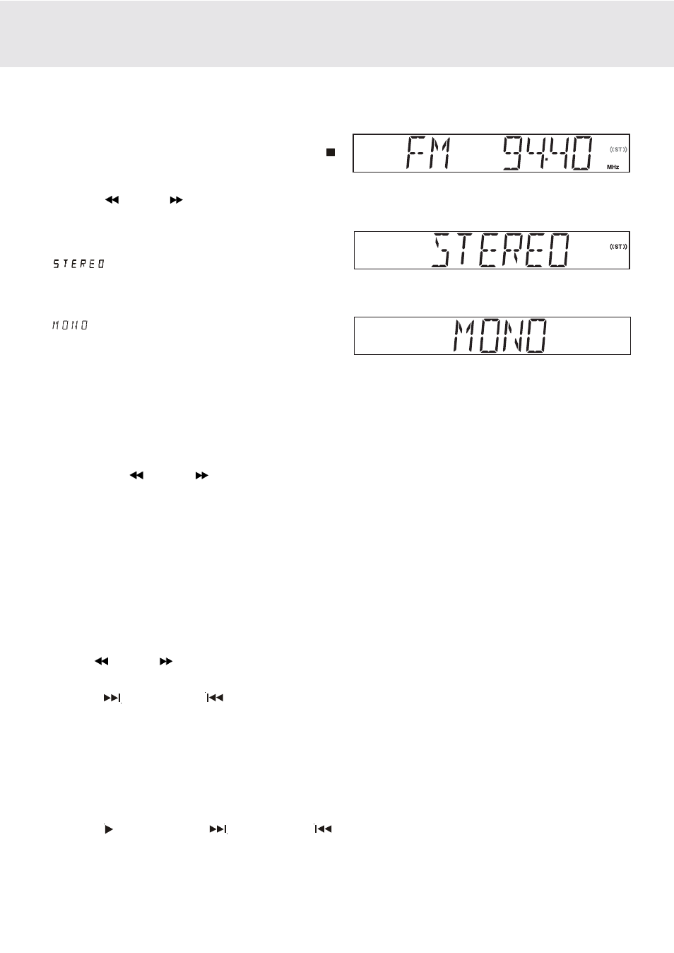 Radio operation, Tuning into a station manually, Presetting stations | Tuning into a preset station, Fm stereo, Weak fm stations | Dolby Laboratories DVD Micro Theater System User Manual | Page 29 / 40
