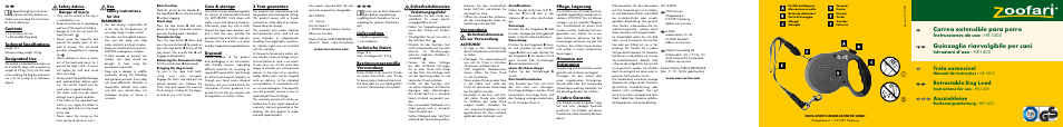 Zoofari Retractable Dog Lead User Manual | 2 pages