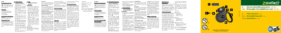 Zoofari Retractable Dog Lead User Manual | 2 pages