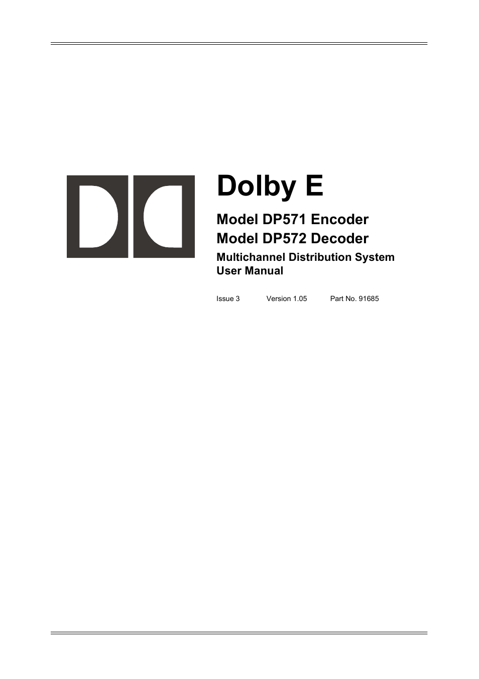 Dolby Laboratories DP572 User Manual | 62 pages